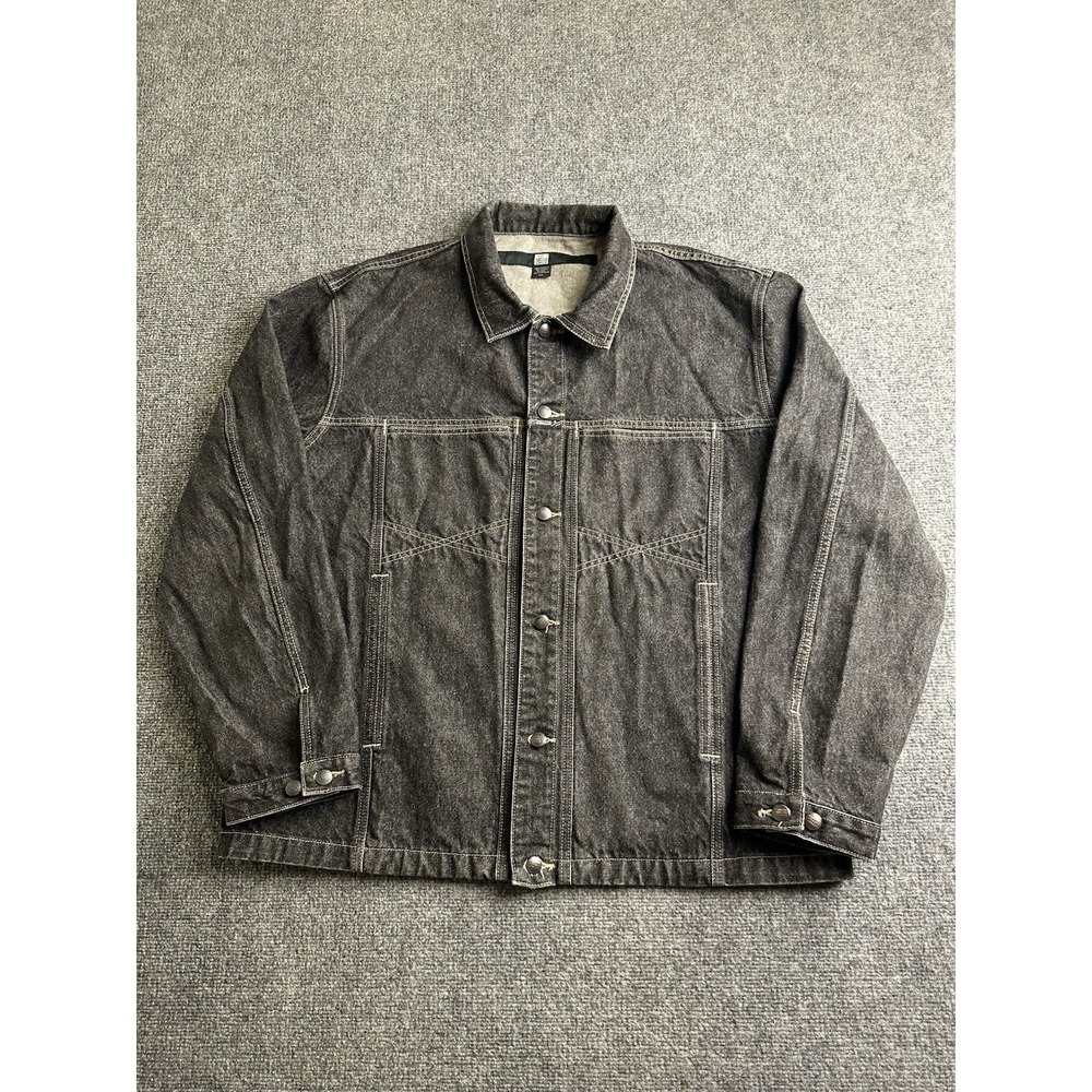 Men's Marithe Francois Girbaud Black Denim Jacket Y2K Made in Mexico, Size 2XL